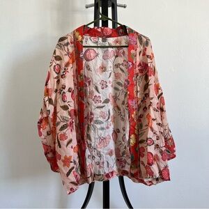 Johnny Was Womens Mishka Rose Embroidered Ramie Kimono Jacke